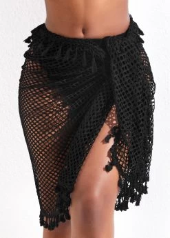 Mesh Black Tassel Multi-Way Cover Up 10 Mesh Black Tassel Multi-Way Cover Up -Modlily 327490 P 16784442759454