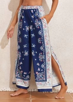 Split Tribal Print Navy Cover Up -Modlily 327565 P 16805026606102