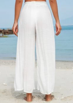 Bowknot White Tie Front Beach Pants -Modlily 328408 P 16798827458471
