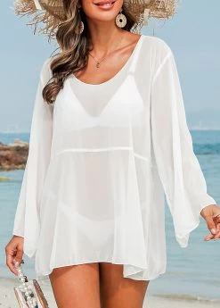 White Long Sleeve Lightweight Cover Up