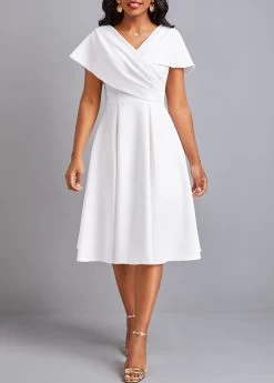 Plus Size White Umbrella Hem Short Sleeve Dress -Modlily 328492 P 16789656401294