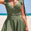 Criss Cross Sage Green One Piece Swimwear