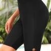 High Waisted Black Criss Cross Swim Capris