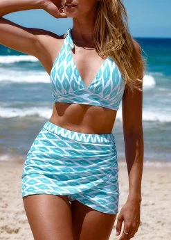 High Waisted Plus Size Cross Hem Bikini Set -Modlily 330379 P 16799674696103