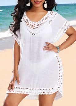 Weave Design Patchwork White Cover Up -Modlily 330400 P 16838869565273