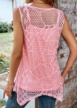 Plus Size Pink Two Piece Sleeveless Tank Top 16 Plus Size Pink Two Piece Sleeveless Tank Top -Modlily 330445 P 16835128791391