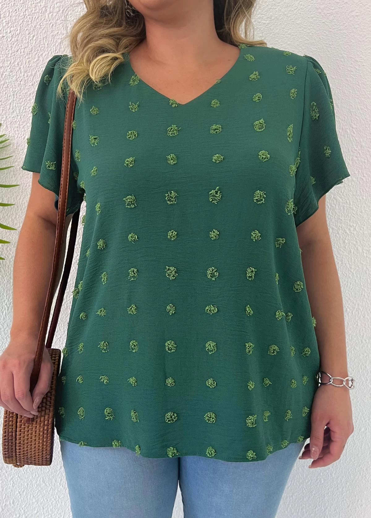 Green Lightweight Plus Size Short Sleeve Blouse 1 Green Lightweight Plus Size Short Sleeve Blouse