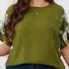Olive Green Plus Size Half Sleeve T Shirt