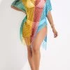 Tassel Multi Stripe Print Cover Up