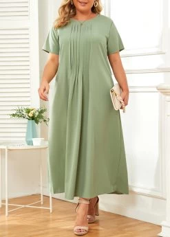 Green Pocket Plus Size Shift Dress 8 Green Pocket Plus Size Shift Dress -Modlily 335824 P 16881124500162