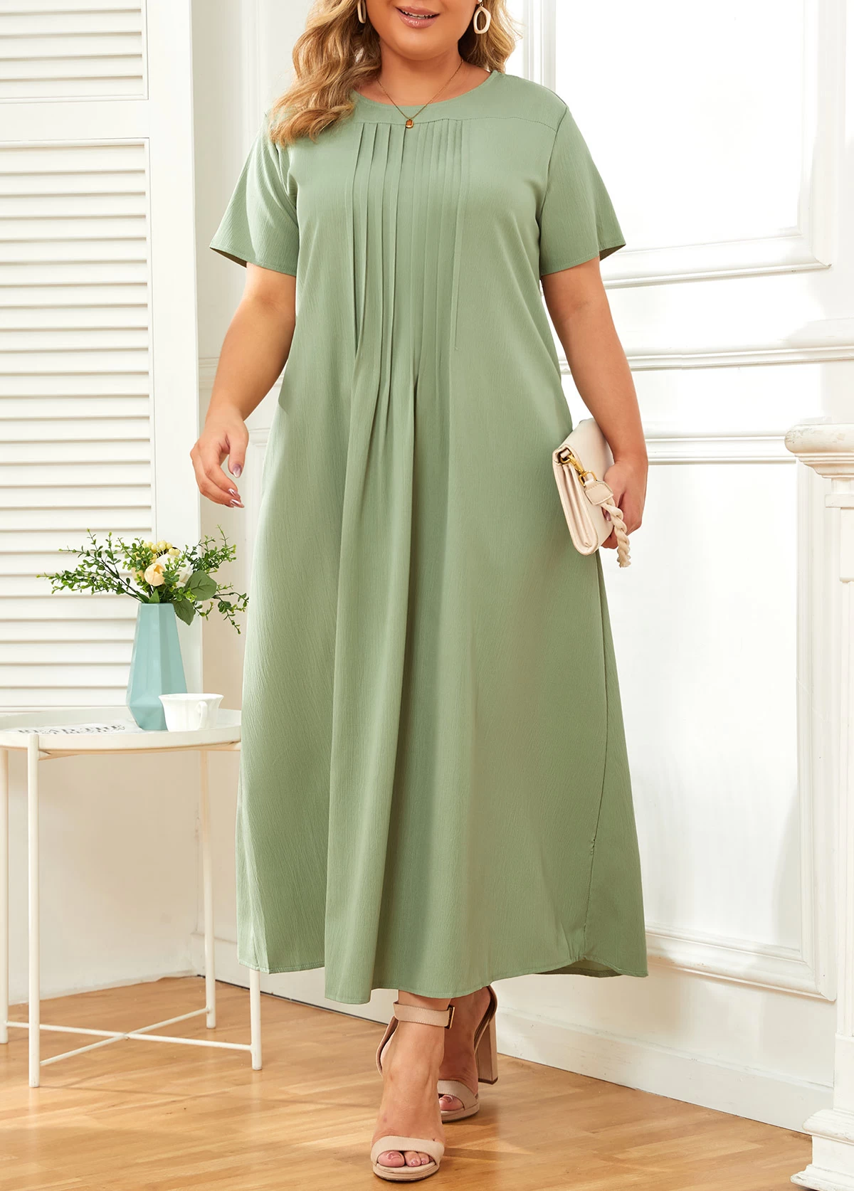 Green Pocket Plus Size Shift Dress 3 Green Pocket Plus Size Shift Dress - Image 3