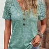 Plus Size Green Lace Short Sleeve T Shirt