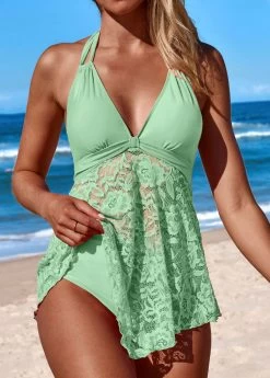Lace Mid Waisted Light Green Swimdress And Panty 6 Lace Mid Waisted Light Green Swimdress And Panty -Modlily 336359 P 16867324309042