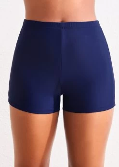 Plus Size Mid Waisted Navy Swim Shorts