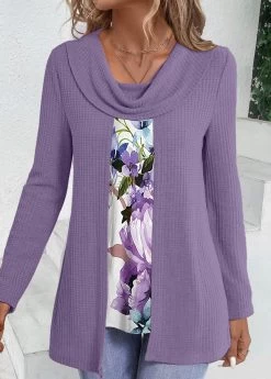 Plus Size Purple Fake 2in1 T Shirt -Modlily 339994 P 1691489924983