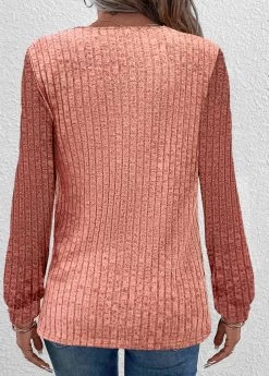 Plus Size Dusty Pink Ruched Long Sleeve Sweatshirt -Modlily 343157 P 1695200155594