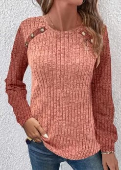 Plus Size Dusty Pink Ruched Long Sleeve Sweatshirt -Modlily 343157 P 1695200155683